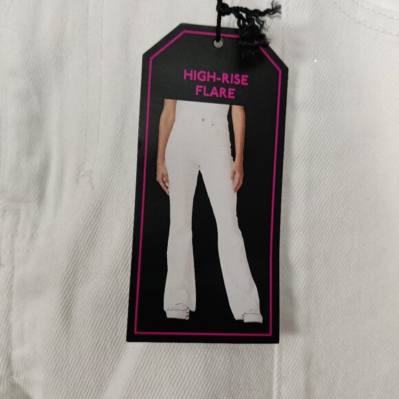 No Boundaries Women's Flare Pants NEW Size 17 White Cotton High Rise Minimalist - Picture 3 of 13